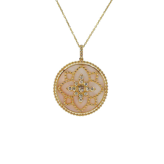 Reversible Yellow Gold Mother of Pearl Disc Pendant