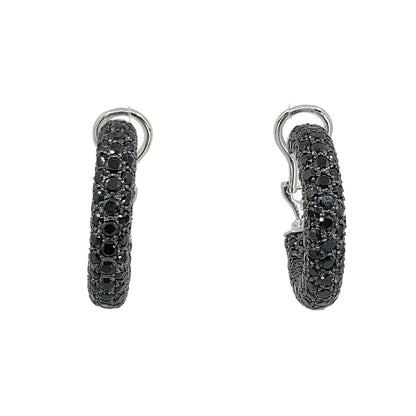 Vintage Black Diamond Inside-Out Pave Hoop Earrings