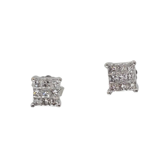 White Gold Princess Cut Diamond Studs