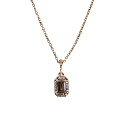 Rose Gold Chocolate Diamond Halo Necklace