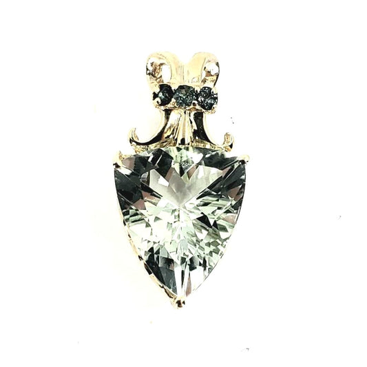 Yellow Gold Green Amethyst Drop Pendant