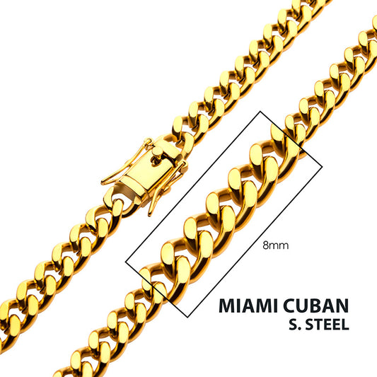 Mens Stainless Steel 8mm Miami Cuban Chain