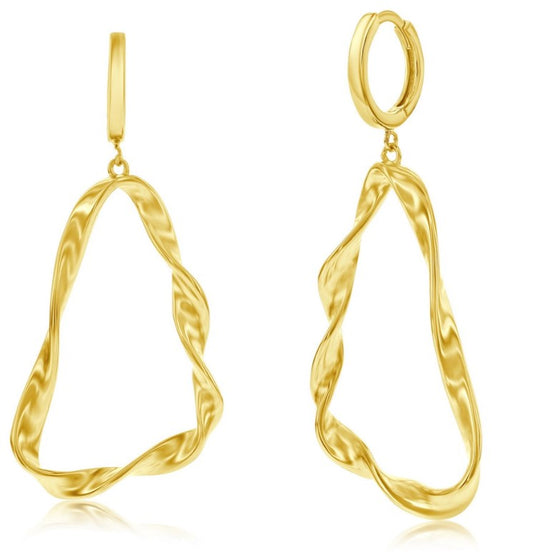 Yellow Sterling Silver Twisted Triangle Earring