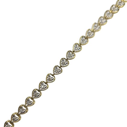 Two Tone Diamond Cut Hearts Bracelet