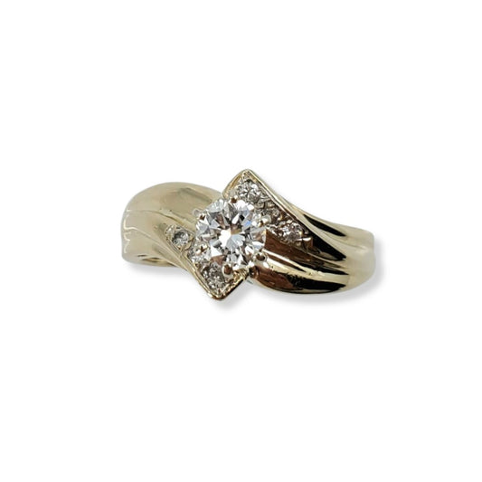 Vintage Yellow Gold Round Diamond Bypass Ring
