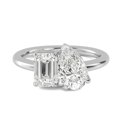 White Gold Two Stonne Lab Grown Diamond Engagement Ring
