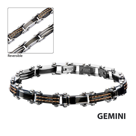 Two Tone Black/Rose Reversible Stainless Steel Bracelet