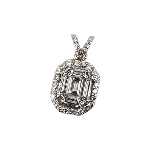 Emerald Cut Diamond Invisible Set Pendant