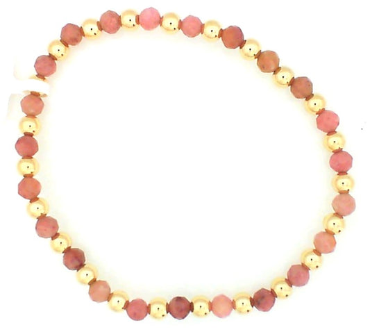 Rhodinite and Gold Filled Beaded Bracelet