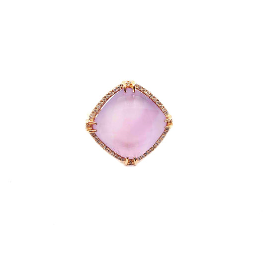 Rose Gold Frosted Amethyst Ring