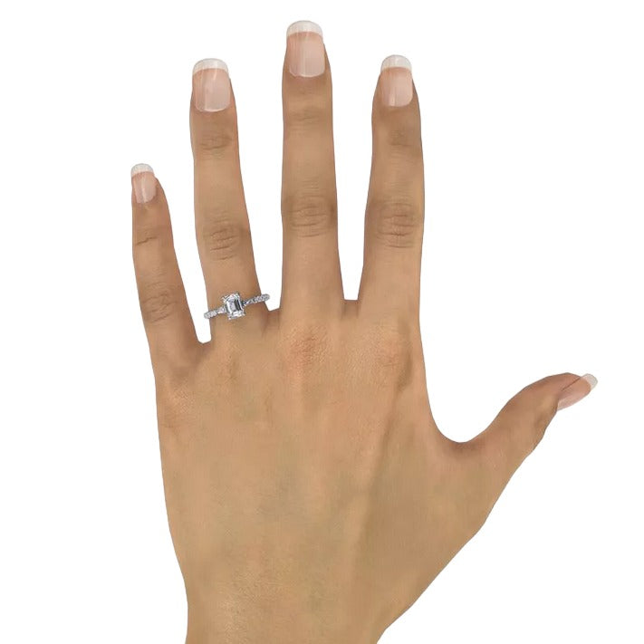 White Gold Tapered Baguette Prong Set Engagement Ring