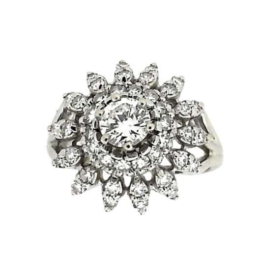 White Gold Diamond Flower Ring
