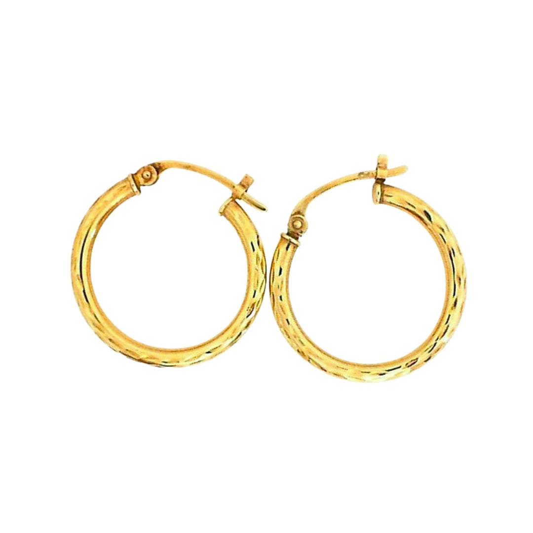 Yellow Gold Diamond Cut Hoops