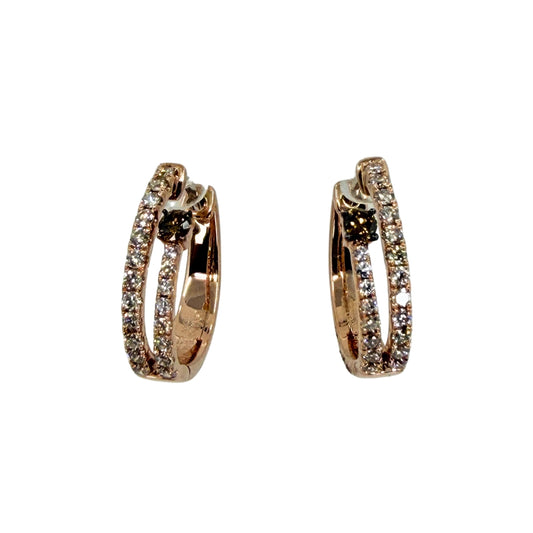 Rose Gold Champagne Diamond Hoop Earrings