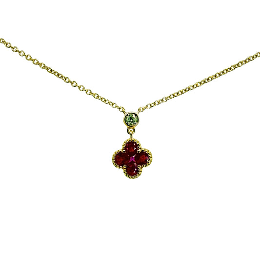 Ruby Quatrefoil Fancy Link Necklace