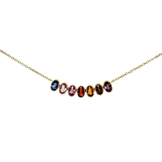 Yellow Gold Multicolor Sapphire Necklace