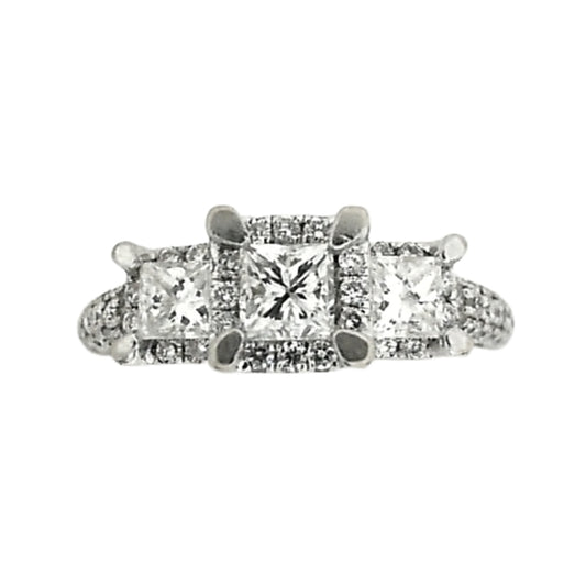 White Gold Three Stone Diamond Ring