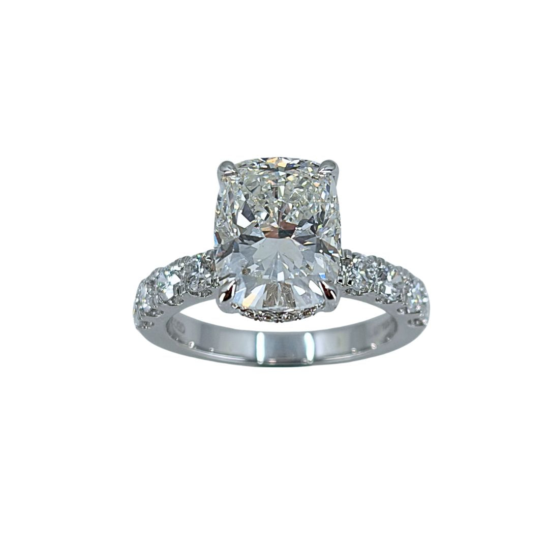 White Gold Cushion Lab Diamond Engagement Ring