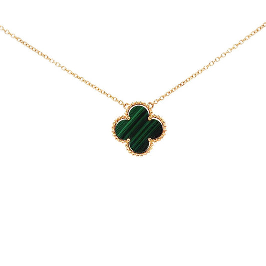 Gold Malachite Quatrefoil Pendant
