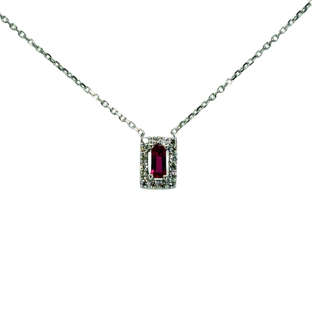 Baguette Ruby and Diamond Fancy Link Necklace
