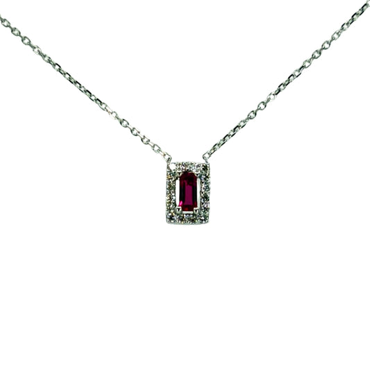Baguette Ruby and Diamond Fancy Link Necklace