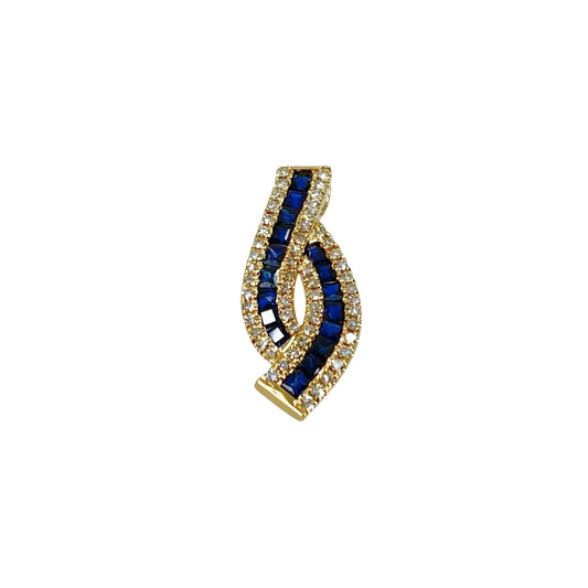 Gold Sapphire Free Form Pendant