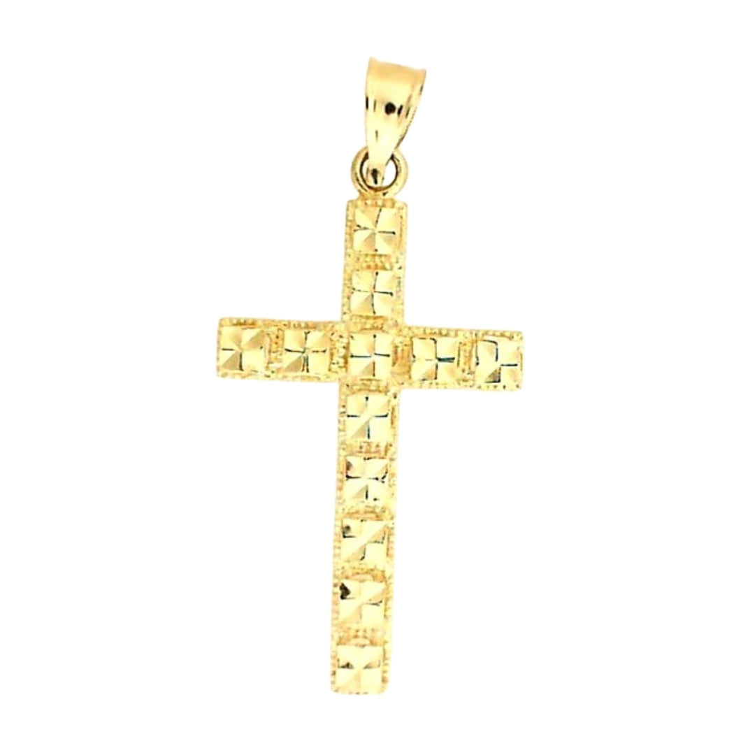 Yellow Gold Diamond Cut Cross Pendant