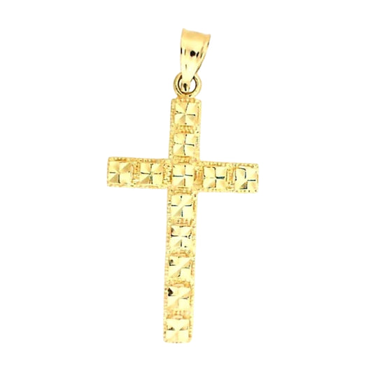 Yellow Gold Diamond Cut Cross Pendant
