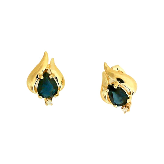 Yellow Gold Pear Sapphire Studs