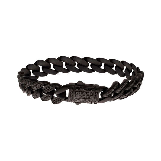 Matte Blackout Miami Cuban Chain Bracelet