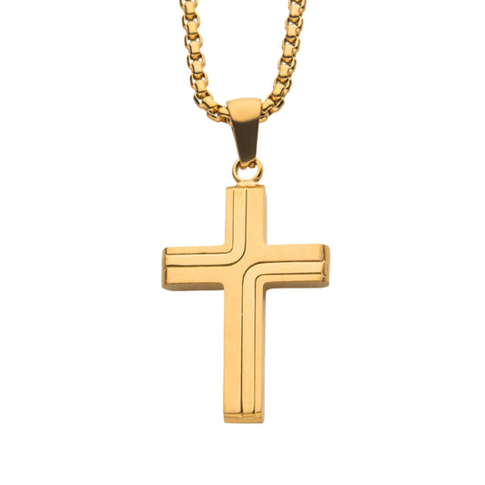 Yellow Gold Plated Cross Drop Pendant
