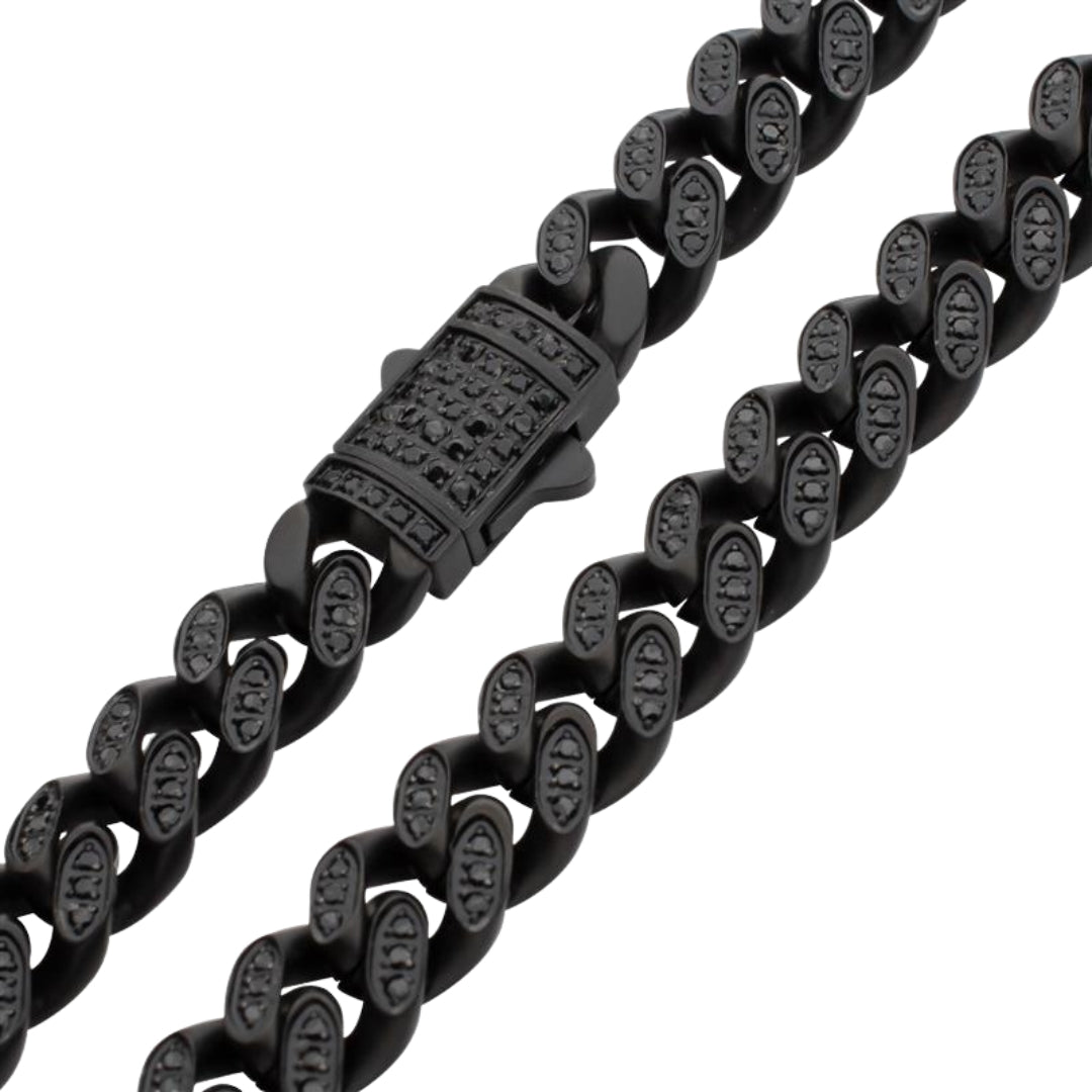 Black Steel Black Spinel Miami Cuban Chain