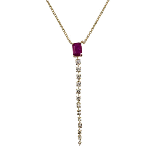 Yellow Gold Ruby Drop Necklace