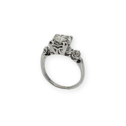 White Gold Box Setting Round Diamond Engagement Ring