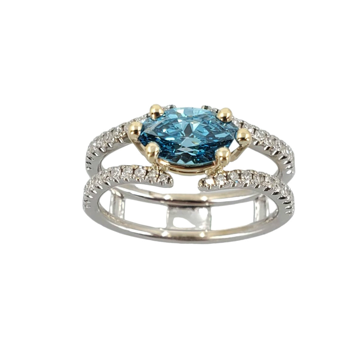 Two Tone Blue Diamond Ring