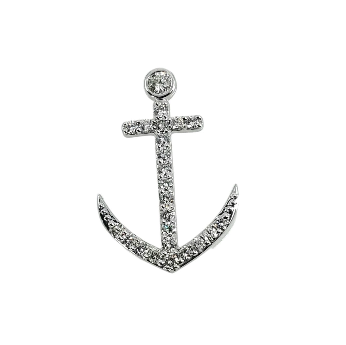 White Gold Diamond Anchor Pendant