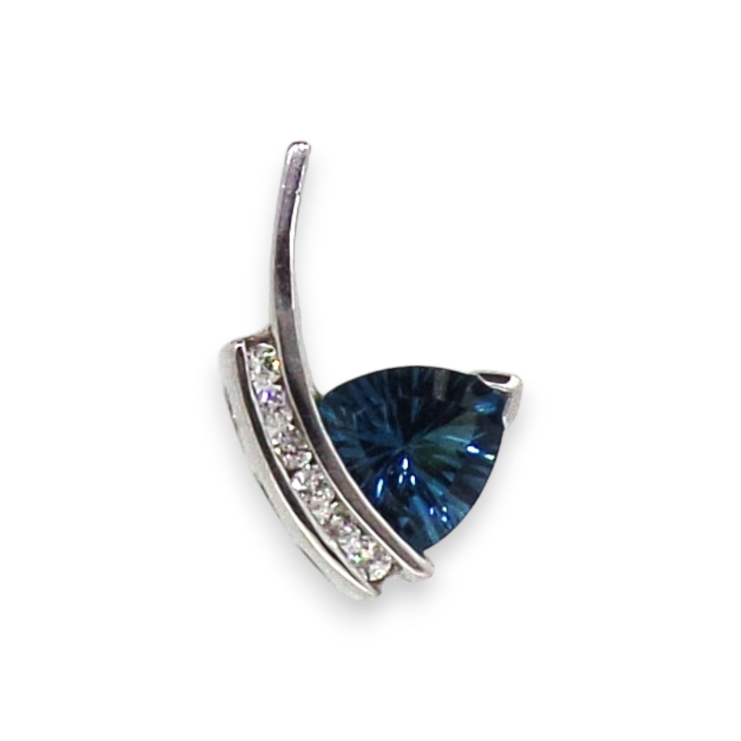 White Gold Channel Set Blue Topaz Pendant