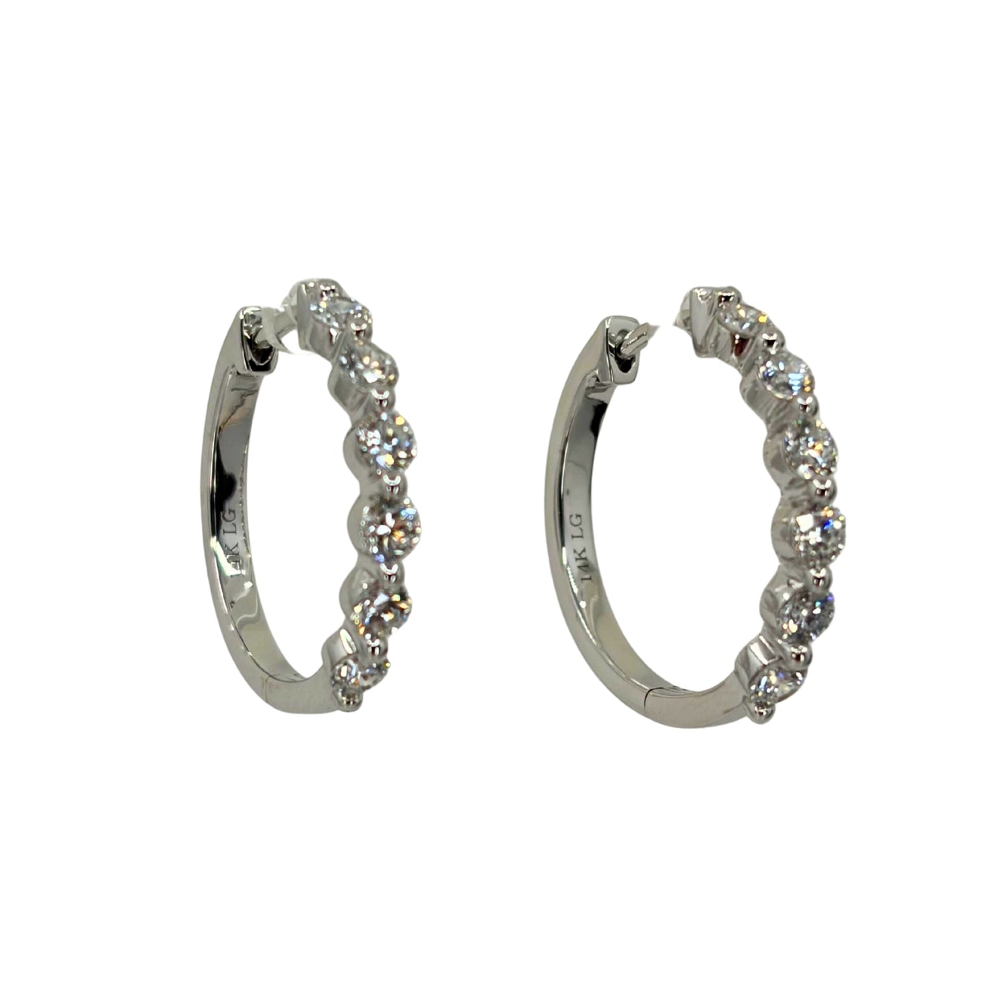 White Gold Lab Diamond Medium Hoops
