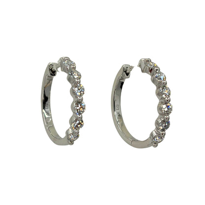 White Gold Lab Diamond Medium Hoops