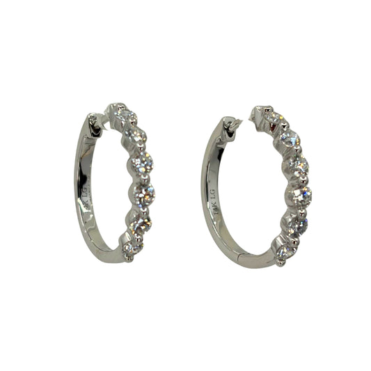 White Gold Lab Diamond Medium Hoops