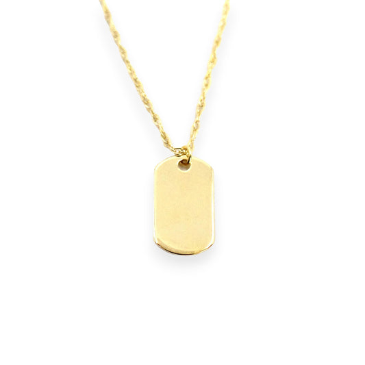 Mini Dog Tag Necklace in Yellow Gold