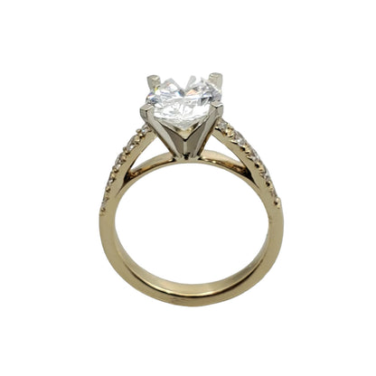 Lab Grown Yellow Gold French Tip Set Diamond Engagement Ring