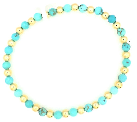 Gold Filled and Blue Howlite Beaded Bracelet