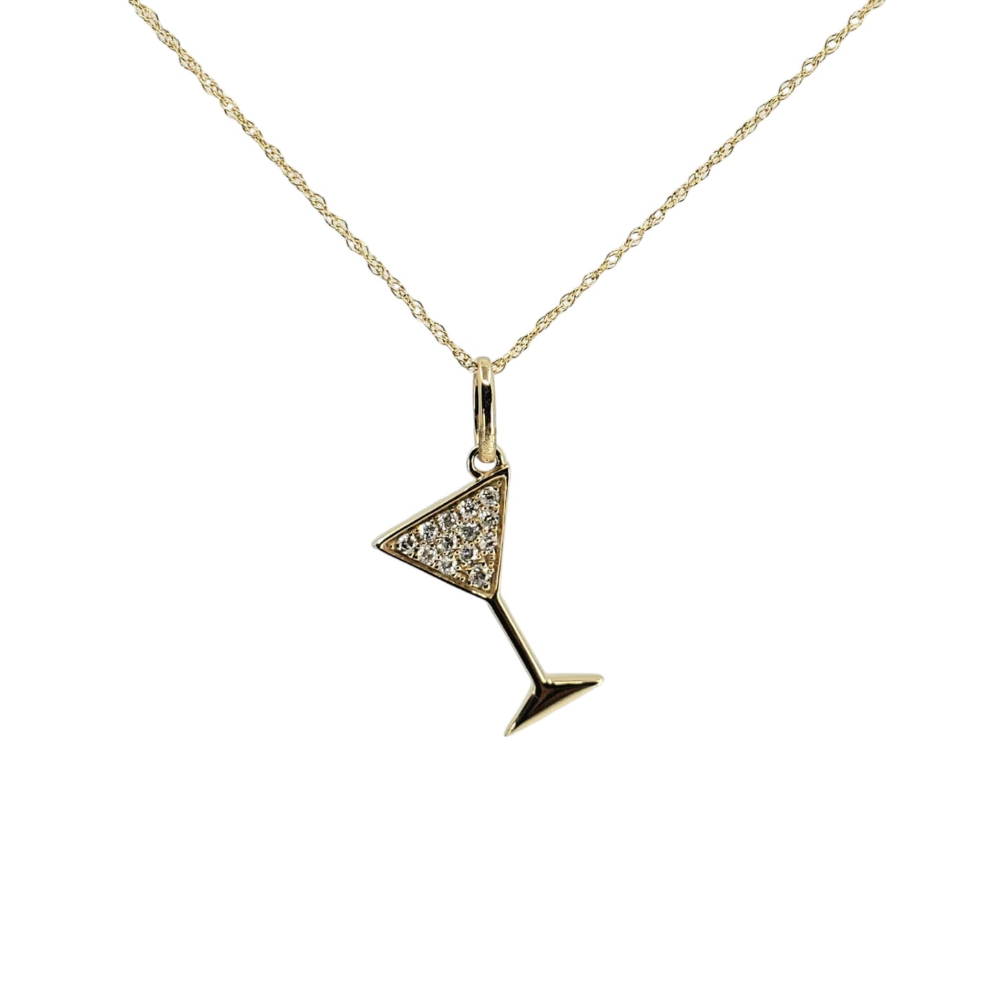 Yellow Gold Diamond Martini Glass Pendant