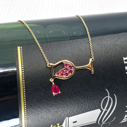 White Gold Ruby Wine Glass Necklace