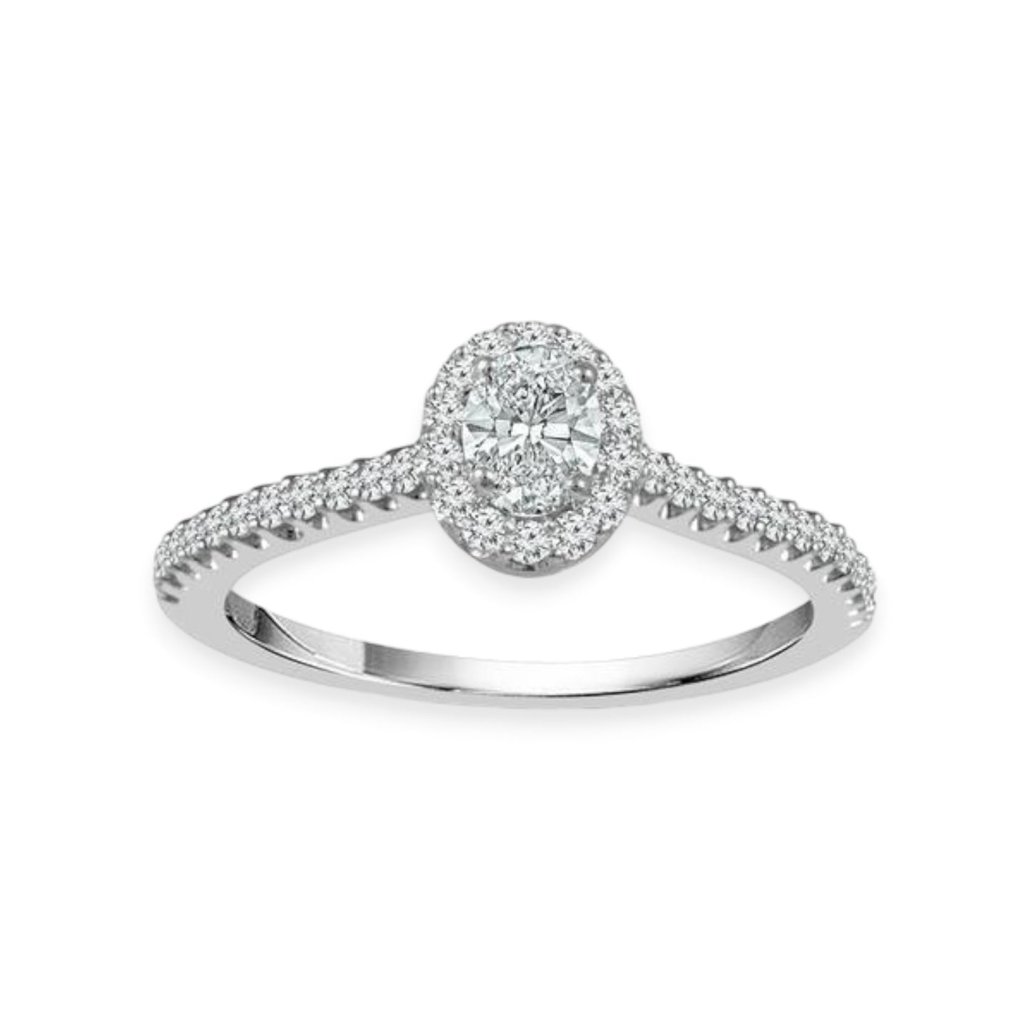White Gold Oval Halo Engagement Ring