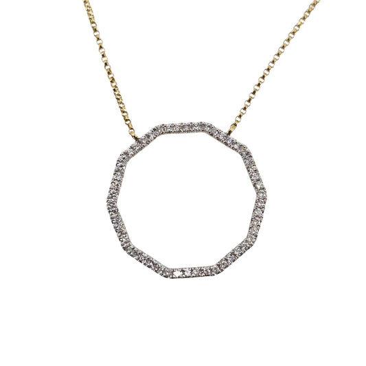 10 Sided Open Circle Diamond Necklace