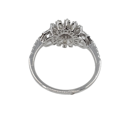 White Gold Free Form Baguette and Round Diamond Ring