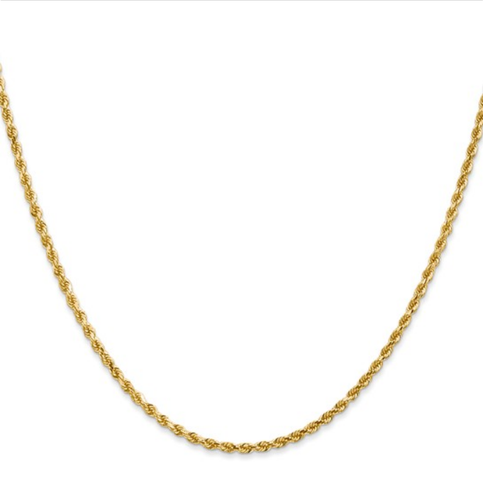 Yellow Gold 26 Inch Diamond Cut Rope Necklace