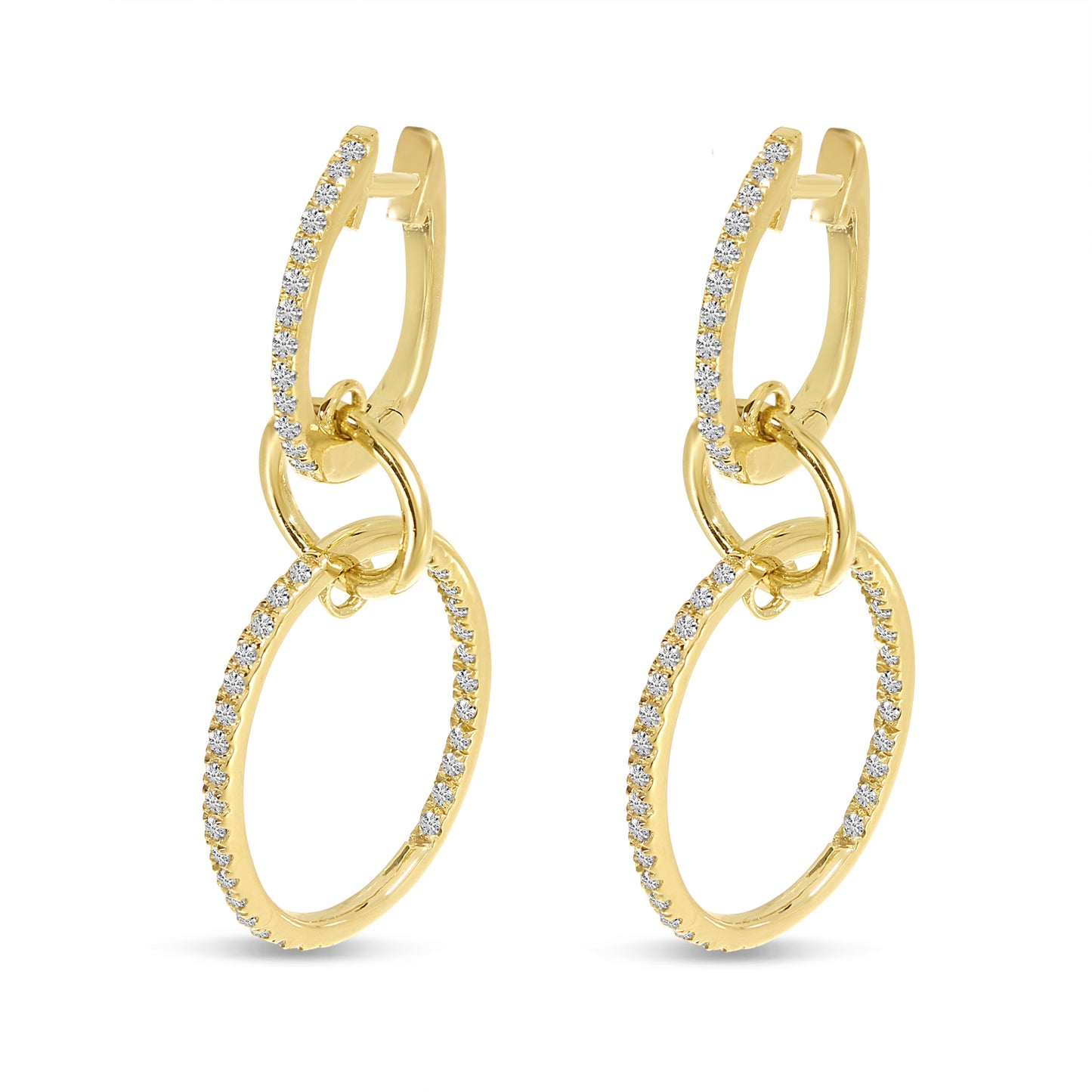 Yellow Gold Diamond Double Hoop Earrings